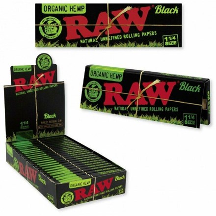 RAW BLACK ORGANIC 1 1/4 PAPERS - 24 PACK