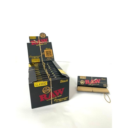 RAW BLACK CONNOISSEUR 1 1/4 PAPERS+TIPS - 24 PACK