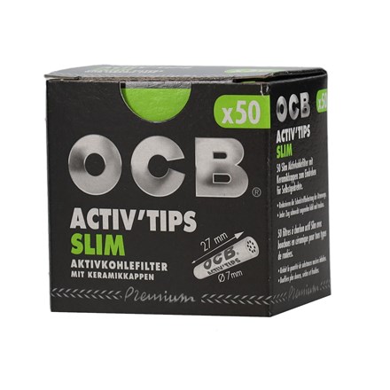 OCB CHARCOAL ACTIVE SLIM PREMIUM FILTER TIPS 50S - 10 PACK