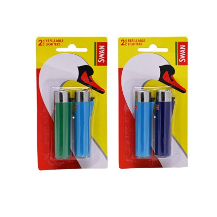SWAN REFILLABLE LIGHTER BLISTER CARD - 2 PACK