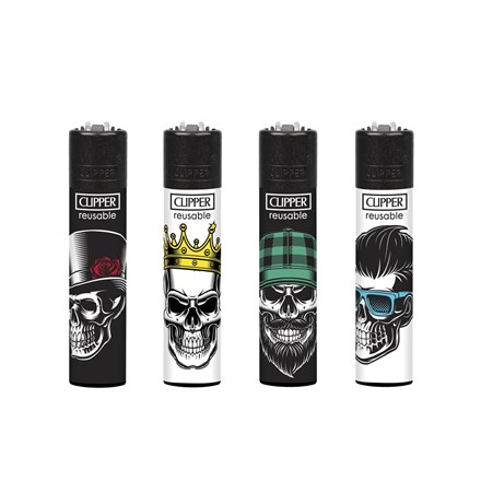 CLIPPER PRINTED FLINT - SKULL HEADS 1 - 48 PACK