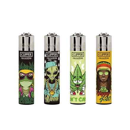 CLIPPER PRINTED FLINT - WEED SLOGAN 4 - 48 PACK