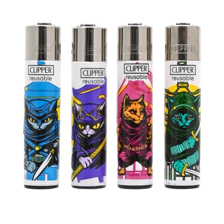 CLIPPER PRINTED FLINT - NINJA CATS - 48 PACK