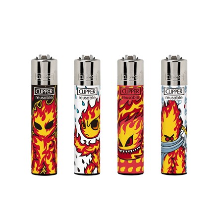 CLIPPER PRINTED FLINT- BURNINGMAN - 48 PACK