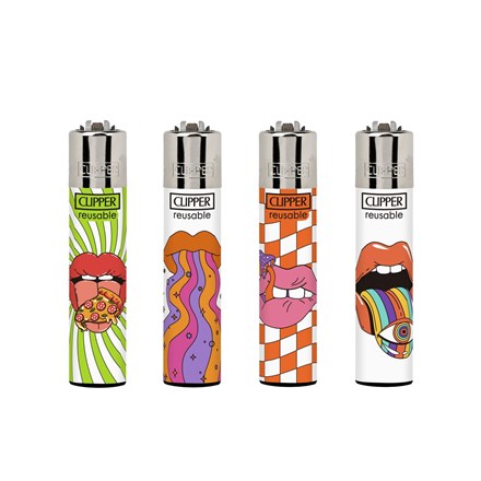 CLIPPER PRINTED FLINT- PSYCHEDELIC LIPS - 48 PACK