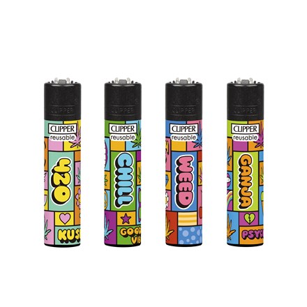 CLIPPER PRINTED FLINT - POP WEED - 48 PACK