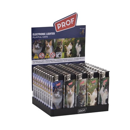 PROF - PLAYFUL CATS ELECTRONIC LIGHTERS - 50 PACK