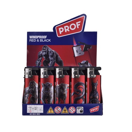 PROF - 3D EFFECT RED & BLACK SLIDECAP LIGHTERS - 50 PACK
