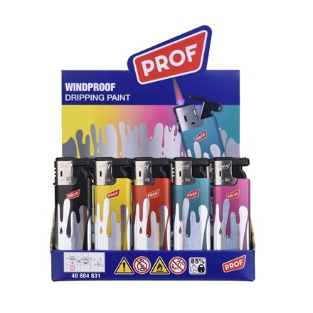 PROF - DRIPPING PAINT SLIDECAP ELECTRONIC LIGHTER - 50 PACK