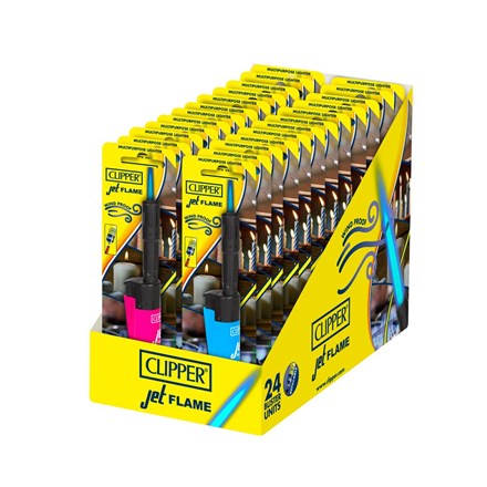 CLIPPER REFILLABLE JET FLAME LIGHTER - SHINY - ON BLISTER CARD
