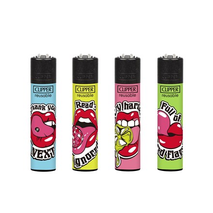 CLIPPER PRINTED FLINT - LIPS - 48 PACK
