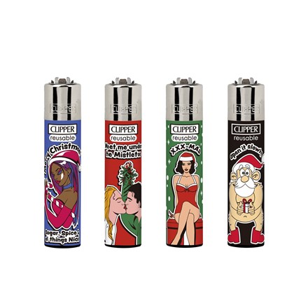 CLIPPER PRINTED FLINT - NAUGHTY CHRISTMAS - 48 PACK