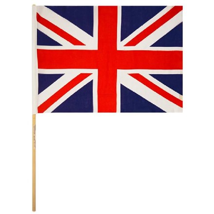 UNION JACK FLAG HAND W/WOOD STICK 45CM X 30CM