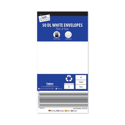 JUST STATIONERY - DL ENVELOPES - 50 PACK