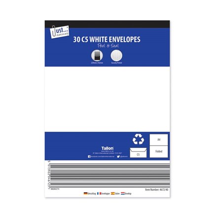 JUST STATIONERY - C5 ENVELOPES - 30 PACK