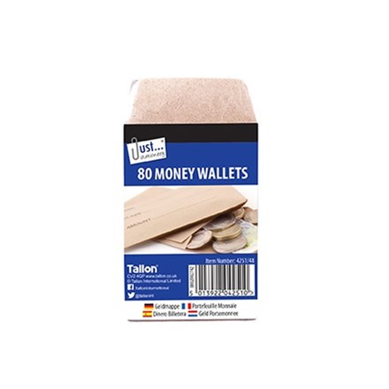 JUST STATIONERY - MONEY WALLETS - 80 PACK