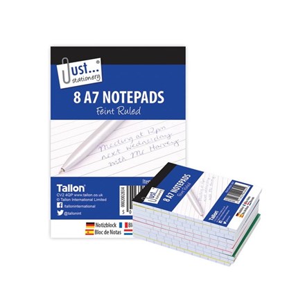 JUST STATIONERY - A7 NOTEBOOKS - 8 PACK