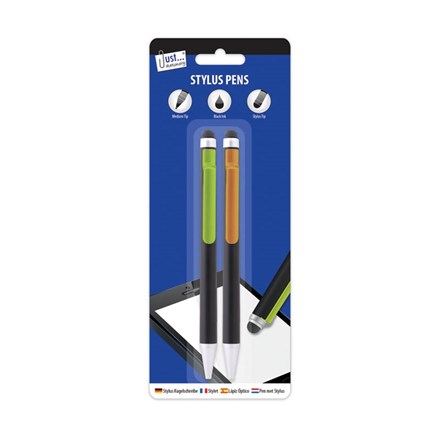 JUST STATIONERY - STYLUS BALLPOINT PENS - 2 PACK