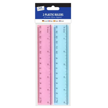 JUST STATIONERY - 6" PLASTIC RULERS - 2 PACK