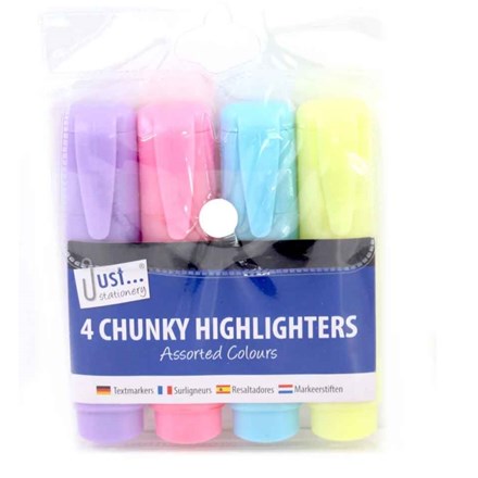 JUST STATIONERY - CHUNKY HIGHLIGHTERS - 4 PACK