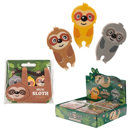 HUG SLOTH ERASERS - 3 PACK
