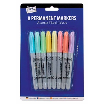 JUST STATIONERY - PASTEL PERMANENT MARKERS - 8 PC