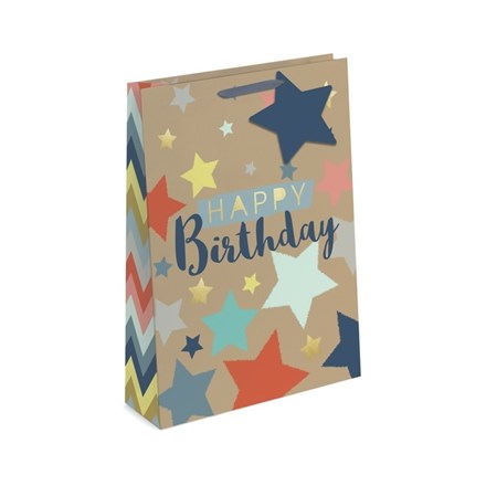 GIFT BAG - HAPPY BIRTHDAY KRAFT EFFECT - X LARGE