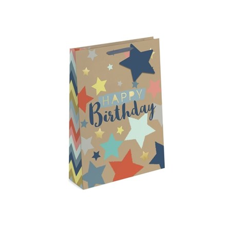 GIFT BAG - HAPPY BIRTHDAY KRAFT EFFECT - LARGE