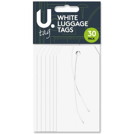 PAPER LUGGAGE TAGS - WHITE - 30 PACK