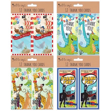 THANK YOU CARD - BOYS DESIGN - 4 ASST - 12 PACK