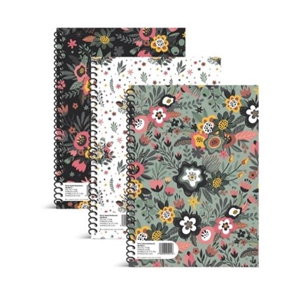 FLORAL SPIRAL NOTEBOOK 20X28CM - 3ASST