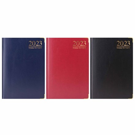 2023 DIARY A5 WEEK TO VIEW PADDED METAL CORNERS