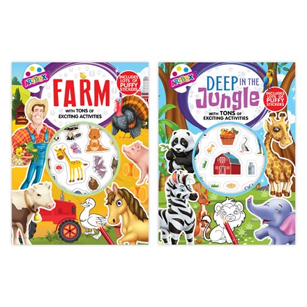 FARM & JUNGLE PUFFY STICKER ACTIVITIES BOOK