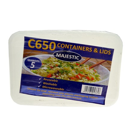 MAJESTIC - PLASTIC CONTAINERS & LIDS C650 - 5 PACK