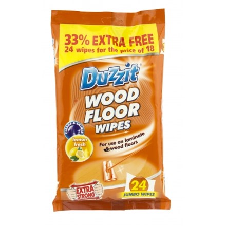 DUZZIT - WOOD FLOOR JUMBO WIPES - 24 PACK