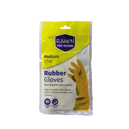 PRO-GUARD RUBBER GLOVES - YELLOW MEDIUM 1PAIR