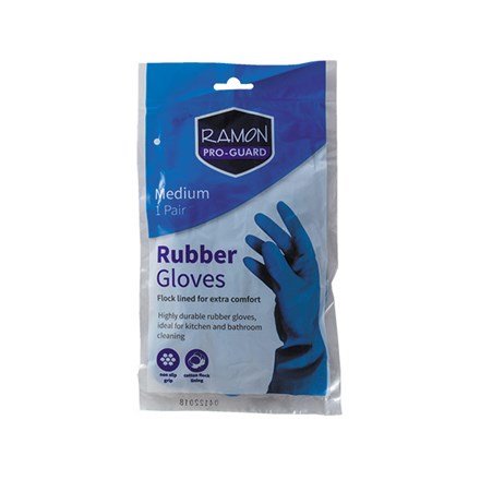 PRO-GUARD - RUBBER GLOVES - BLUE MEDIUM 1 PAIR