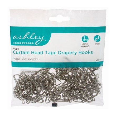 Ashley Curtain Head Tape Drapery Hooks 80 Pack