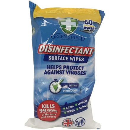GREEN SHIELD - DISINFECTANT SURFACE WIPES -60 PACK