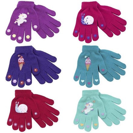 GIRLS THERMAL MAGIC GLOVES WITH RUBBER PRINT