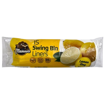 MAMMOTH SWING BIN LINER DRAWSTRING LEMON 15 PACK