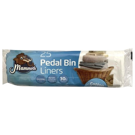 MAMMOTH PEDAL BIN LINER DRAWSTRING COTTON 25 PACK