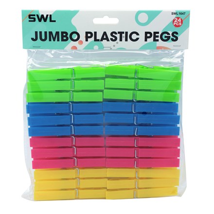 SWL - JUMBO PLASTIC PEGS - 24 PACK