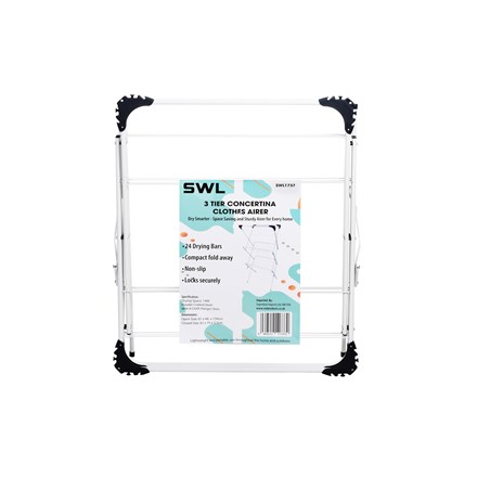 SWL - 3 TIER CONCERTINA AIRER 14M - WHITE & BLACK