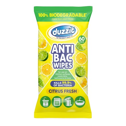 DUZZIT - BIOD ANTI BAC CITRUS FRESH WIPES - 60 PK