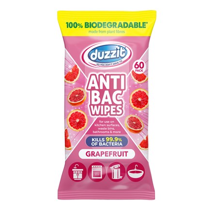 DUZZIT - BIOD ANTI BAC WIPES GRAPEFRUIT - 60 PK