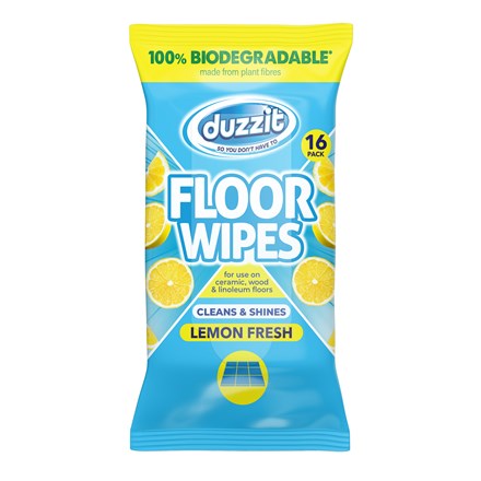 DUZZIT - BIODEGRADABLE FLOOR WIPES LEMON - 16 PK