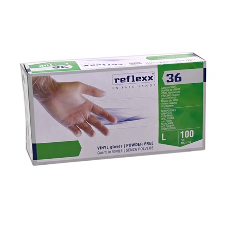 REFLEXX - VINYL GLOVES PWDR FREE 100 - LARGE