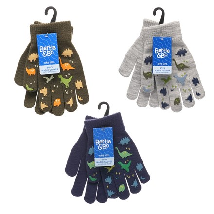 BOYS THERMAL MAGIC GLOVES WITH DINO PRINT