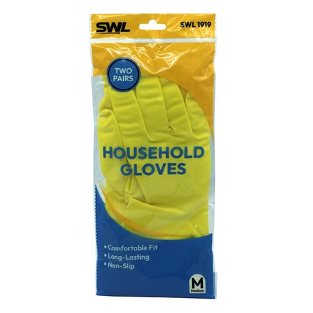 SWL - YELLOW HOUSEHOLD WASHING UP GLOVES - SIZE M
